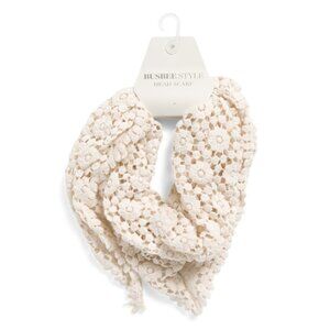 BUSBEE Cream Crochet Head Scarf